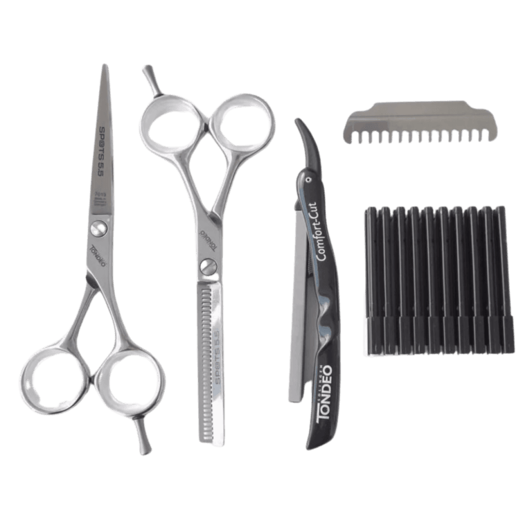 Kit Spots | Tijeras de Corte Filo Navaja + Pulir 5.5 + Navaja | Tondeo